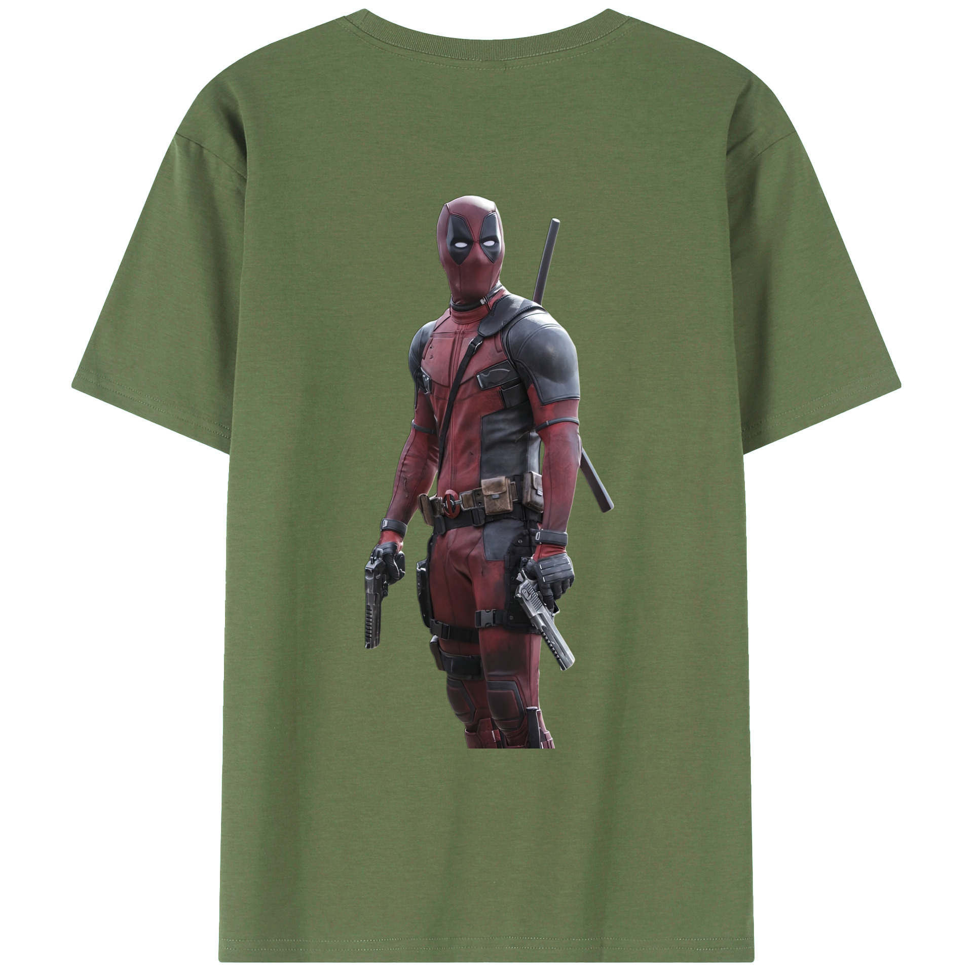 （画像用） Deadpool デッドプール 綿100％ メンズ半袖Tシャツ（バックプリント） 通気性